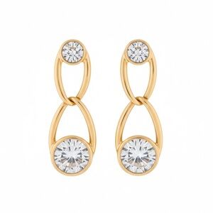 Bijoux Gold-Tone Double Drop Crystal Earrings